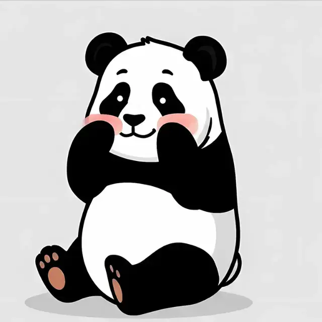 Panda tímido e feliz entregando um presente